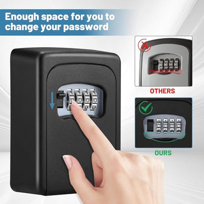 Key Lock Box for Outside - Sturdy and Durable Lock Box for House Key,5 Key Capacity Lockbox for Keys Outdoor,Waterproof Emergency Spare Key Lockbox with Resettable Code for Home,Garage,Airbnb