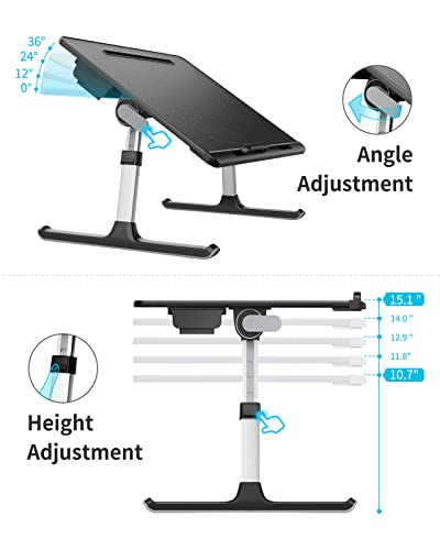 Laptop Lap Desk for Bed, SAIJI X-Large Adjustable Laptop Table | XXL-Extra Large, Foldable Laptop Stand for Bed, with Storage Drawer & Bookstand, for Eating, Working, Gaming, Drawing
