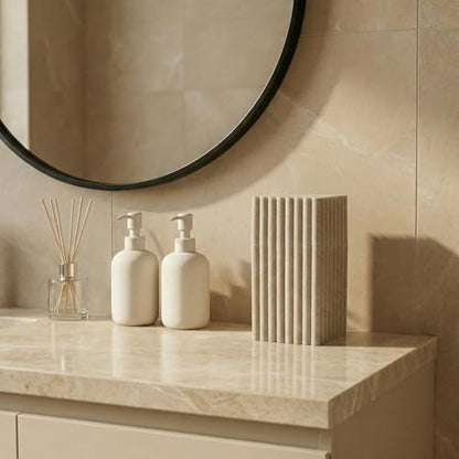 Home Stone Toothbrush Holder with Lid, Elegant Beige Bathroom Toothbrush & Toothpaste Organizer Modern Hidden Closed Toothbrush Holders for Bathrooms (Beige)