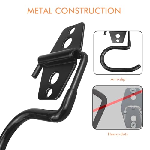 Broom Holder Wall Mount, 6 Pack Tool Hangers Garage Wall Hanging Organizer | Heavy Duty Rubber Coated Steel, Large S Garage Hooks for Mop Shovel Rake Shed Garden Lawn Yard Handle Tools Organization