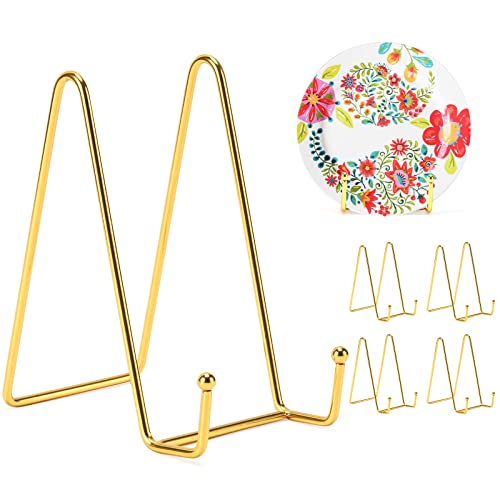 6 Inch Plate Stands for Display, 5 Pack Plate Hold... (Gold | Metal)