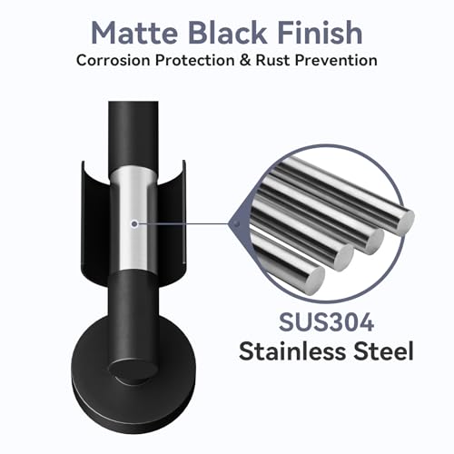Matte Black Towel Bar, 24 Inch Bathroom Towel Rack | (Total Length 26-Inch), Towel Holder Wall Mounted, Thicken SUS304 Stainless Steel Towel Rod Modern Home Decor