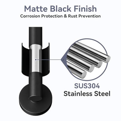 Matte Black Towel Bar, 24 Inch Bathroom Towel Rack | (Total Length 26-Inch), Towel Holder Wall Mounted, Thicken SUS304 Stainless Steel Towel Rod Modern Home Decor