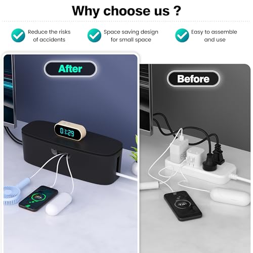 Cable Management Box, Large Cord Organizer Box to Hide Power Strip | Under Desk Cable Management, TV Computer Wires Cable Organizer, Desk Cord Hider, Baby Proofs, for Home/Office