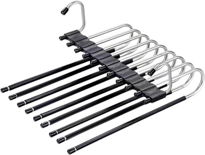 9 Layers Foldable Pants Hangers Space Saving Hanger Black