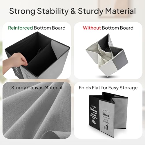 Opret 2 Compartment Large Shoe Cover Box Black Grey, Real Estate Agent Supplies, Disposable Shoe Cover Dispenser Box for Open House, Foldable Storage Bin