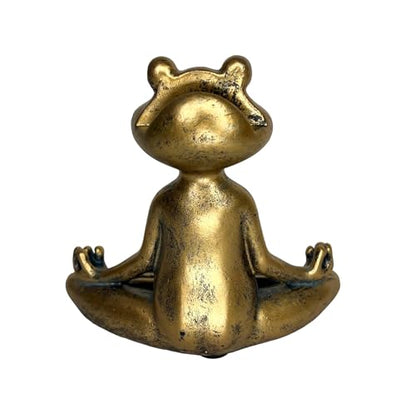 Top Brass Yoga Frog Eyeglass Holder – Whimsical Reading Glasses Sunglass Stand – Funny Desk Nightstand Keeper Rack Display – Meditating Zen Lotus Pose Figurine