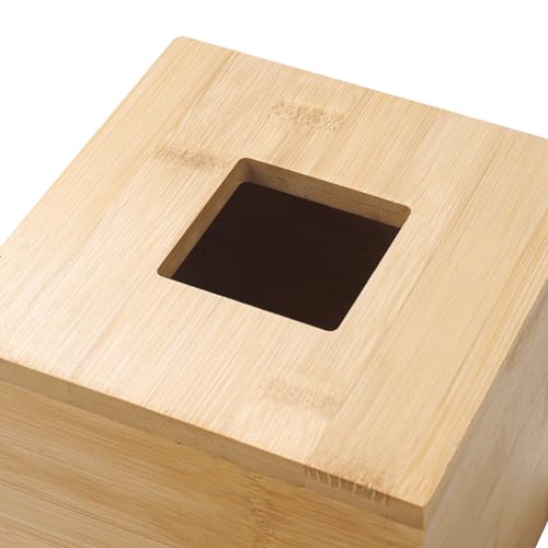 Bamboo Tissue Box Cover, Square Wood Tissue Box Holder, Wooden Facial Paper Holder for Bathroom, Bedroom, Dinner Table, Office (Square - 1 Pack)