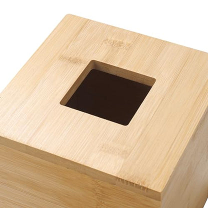 Bamboo Tissue Box Cover, Square Wood Tissue Box Holder, Wooden Facial Paper Holder for Bathroom, Bedroom, Dinner Table, Office (Square - 1 Pack)