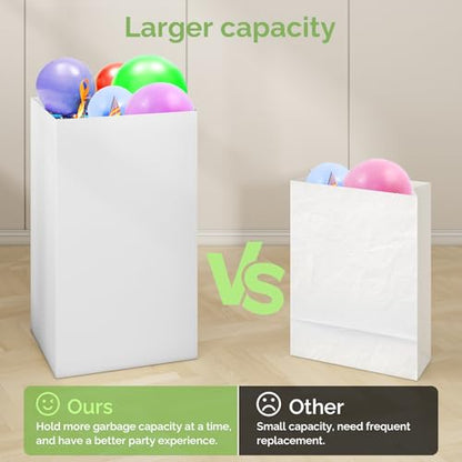 13 Gallon Disposable Trash Cans for Parties, 4 Pack, White | 13.5"L x 10.0"W x 21.6"H, Reusable, Portable, Collapsible, Recycled Cardboard Trash Can for Events Parties Camping
