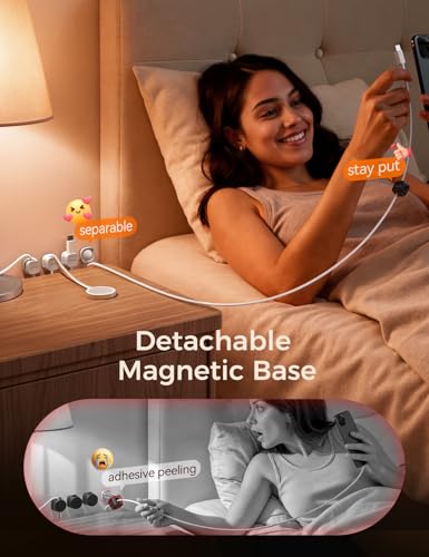JOYROOM 6-Pack Detachable Magnetic Cord Organizer, Adhesive Cable Clips | Auto-Fit Spring Snap Lock for φ1.5~8mm Cables, Magnetic & Adhesive 2-in-1 Cable Management for Home Nightstand Office Desk