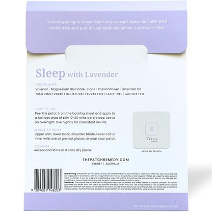 The Patch Remedy Sleep with Lavender Patch | Valerian, Passionflower, Hops, Magnesium Glycinate, Lavender | 30 Patches