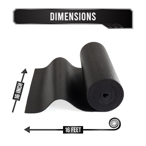 Precision Defined Toolbox Liner Non-Slip Tool Drawer Liner 16ft x 16" Black | Shelf Liner Memory-Foam, Toolbox Liner, Non Slip Tool Box Mat, Washable Tool Box Drawer Liner for Shelf, Cabinet & Workbench