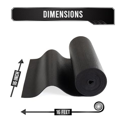 Precision Defined Toolbox Liner Non-Slip Tool Drawer Liner 16ft x 16" Black | Shelf Liner Memory-Foam, Toolbox Liner, Non Slip Tool Box Mat, Washable Tool Box Drawer Liner for Shelf, Cabinet & Workbench
