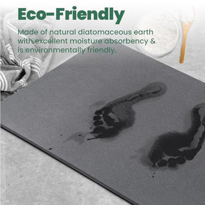 Stone Bath Mat, Diatomaceous Earth Shower Mat, Fast Drying, Super Absorbent, Anti-Slip Stone Bath Mats for Bathroom, Kitchen, Easy to Clean, (23.5"x15.5", Slate)