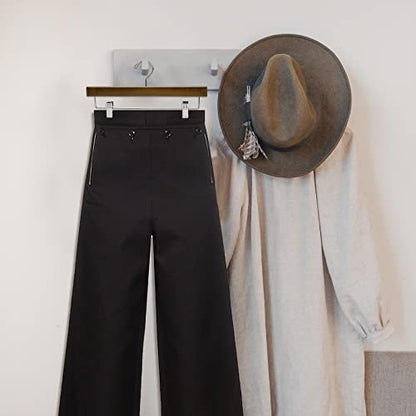 Nature Smile Wooden Pants Skirt Trousers Hangers with Clips (10Pcs Retro) | Lotus Wood Bottom Jeans Hanger with Anti Rust Hook