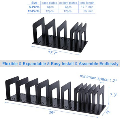 Adjustable Vertical File Sorter Sturdy Plastic Expandable Upright File Holder, Desktop Binder Organizer, School Office File Organizer Bookshelf Divider, Assemble Easily Endlessly, Black