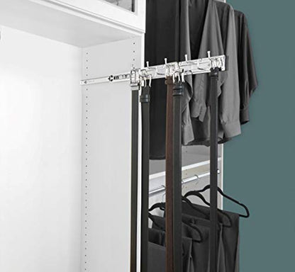Rev-A-Shelf BRC-14CR 14-Inch Wall Mounted Pullout Closet Belt and Scarf Organization Rack Accessories Holder Hanger with 9 Hooks, Chrome (2 Pack)