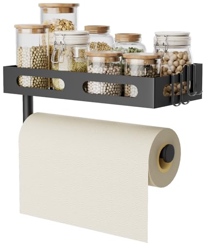 Paper Towel Holder Wall Mount for Kitchen, One-Han... (Matte Black | Metal)