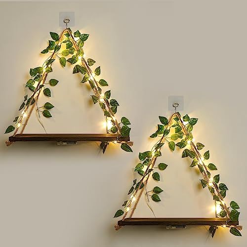 Floating Shelves for Wall,Hanging Shelves,Room Dec... (2 Count | Green Leaf | Wood)