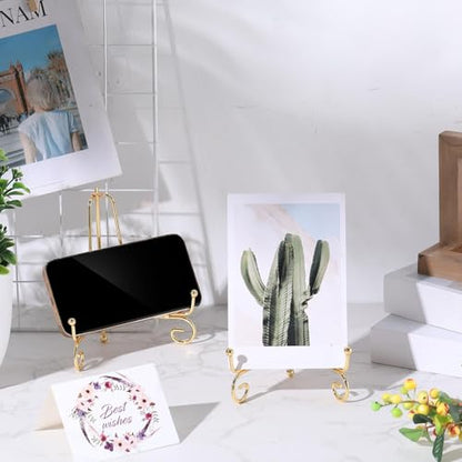 10 Pack 4 Inch Iron Plate Stands for Display, Plate Holder Display Stand, Gold Easel Stands for Photo, Picture Frame, Decorative Dish, Book and Tabletop Art (Gold, 4 Inch)