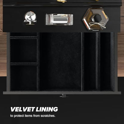 upcessory Cologne Organizer for Men 4 Tier Black Wood Perfume Organizer | with Felt Lining Drawer and Hidden Compartment, Perfume Display Holder, A Gift for Men