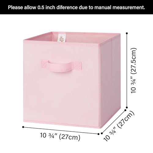 GRANNY SAYS Cube Storage Bins, 11 Inch 6 Pack Storage Cube Organizer, Foldable Fabric Storage Boxes with Handle, Decorative Clothing Storage Baskets for Shelves, Closet, Pink