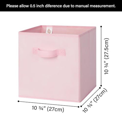 GRANNY SAYS Cube Storage Bins, 11 Inch 6 Pack Storage Cube Organizer, Foldable Fabric Storage Boxes with Handle, Decorative Clothing Storage Baskets for Shelves, Closet, Pink