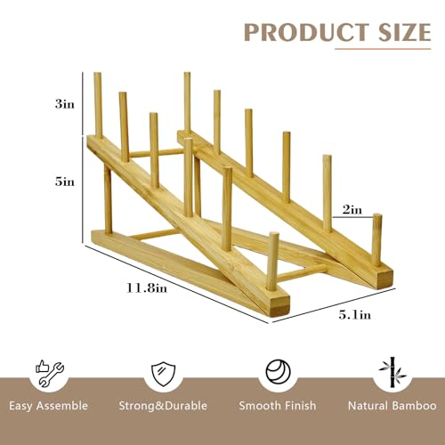 3 Pcs Wood Book Display Stand, 5-Tier Tabletop Boo... (Natural-3 Pcs | Bamboo)