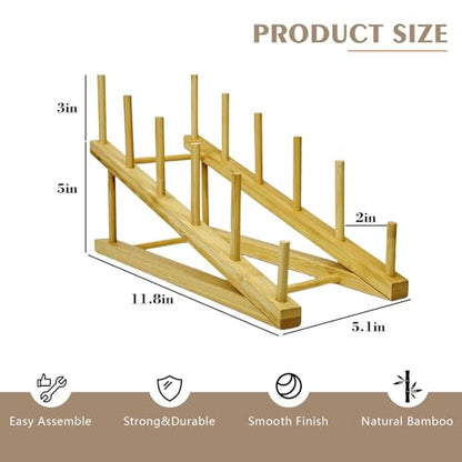 3 Pcs Wood Book Display Stand, 5-Tier Tabletop Boo... (Natural-3 Pcs | Bamboo)
