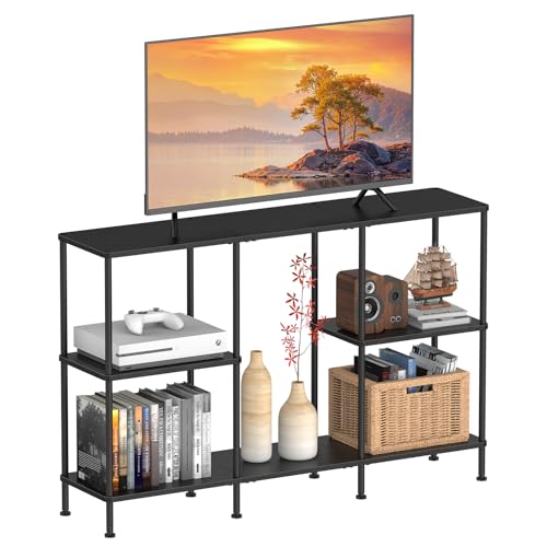 Tall TV Stands for Bedroom Living Room, Black TV Stand for 50 43 40 Inch TV | Tall Entertainment Center with Open Storage,3 Tier TV Stands TV Console Table for Bedroom, Media Cabinet with Shelves, Black