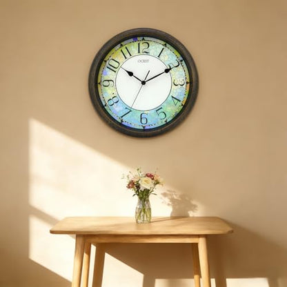 13 Inch Illuminated Wall Clock, Glow in The Dark, Brown | Silent battery movement, easy-read dial, for bedroom, bathroom, living room, kitchen, and home office decor