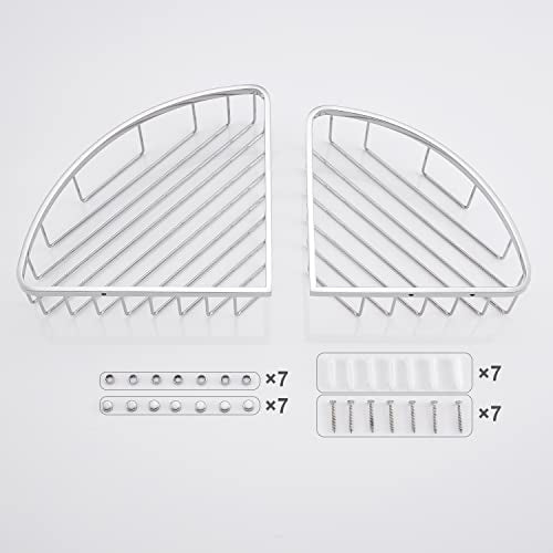 [2 Pack] Corner Shower Caddy Organizer, SUS304 Stainless Steel Heavy Duty Rust-Proof Shelf Holder, Wall Mounted Storage Rack for Bathroom Kitchen, Polished Chrome