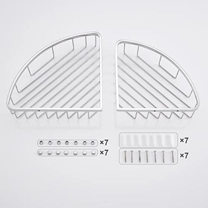 [2 Pack] Corner Shower Caddy Organizer, SUS304 Stainless Steel Heavy Duty Rust-Proof Shelf Holder, Wall Mounted Storage Rack for Bathroom Kitchen, Polished Chrome