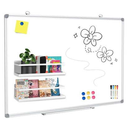 Metal Magnetic Book Shelf for Whiteboard, Metal Magnetic Bookshelf, Book Display Shelf for Teacher Kids Classroom Office (White)