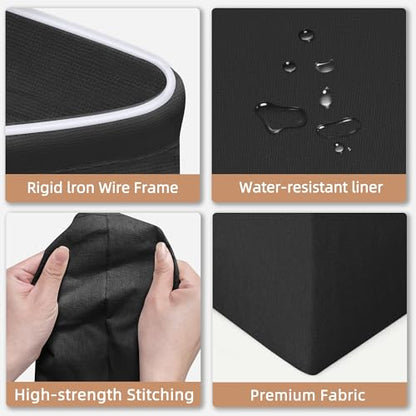 STORAGE MANIAC 2-Pack Large Laundry Hamper, 100L (26.4 Gal) Collapsible Laundry Basket with Bamboo Handles, Freestanding Waterproof Clothes Hamper for Laundry Room, Bedroom, Dorm, Towels, Black