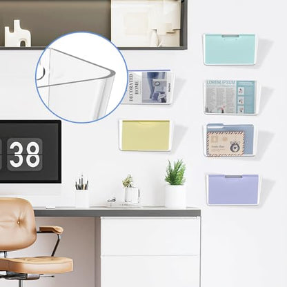 Clear Acrylic Wall File Holder, 3 Pack Wall Mount Single Pocket Organizer | One-piece design, no assembly needed, screws not included, ideal for mail magazines folders office home classroom use