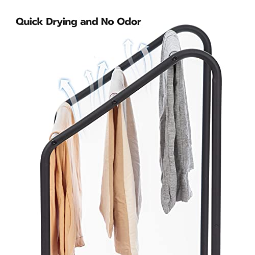 HOOBRO Freestanding Towel-Rack for Bathroom, 3 Tier Blanket Rack for Living Room, 23.6" L x 14.2" W x 33.9" H, Quilt Blanket Ladder Holder, Drying and Display Rack, Rustic Brown and Black BF63LB01