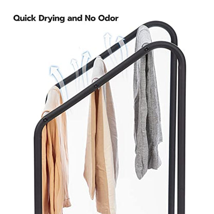 HOOBRO Freestanding Towel-Rack for Bathroom, 3 Tier Blanket Rack for Living Room, 23.6" L x 14.2" W x 33.9" H, Quilt Blanket Ladder Holder, Drying and Display Rack, Rustic Brown and Black BF63LB01