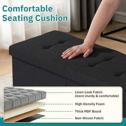 35-INCH Storage Ottoman Bench, Footrest with Storage, End of Bed Bench Coffee Table for Living Room, Bedroom, Entryway, Black