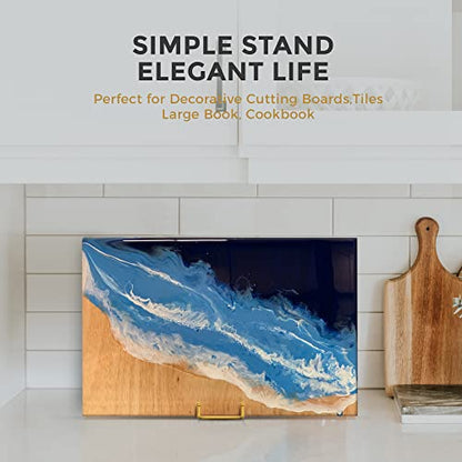 TR-LIFE 10 Inch Large Plate Stands/Holder for Display - Metal Picture Frame Holder Stand + Small Easels for Decorative Plate, Platter, Book, Plaques, Photo, Tabletop Art (Gold 2 Pack)