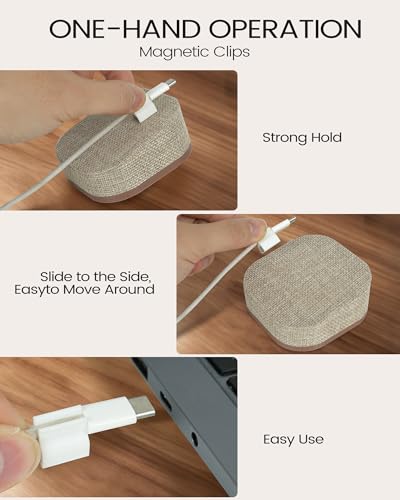 Magnetic Cord Holder, Cable Organizer with 5 Magnetic Clips for Desk & Nightstand Cable Management, Practical Charging Accessory for Home, Office & Gift Giving