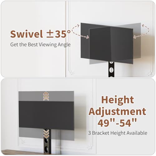 TV Stand with Mount, Entertainment Center for 55 60 65 inch, Brown | TV Console with Drawers & Led Lights, AC Outlets & USB Ports, For Living Room, Bedroom, Height Adjustable, Swivel TV Cabinet
