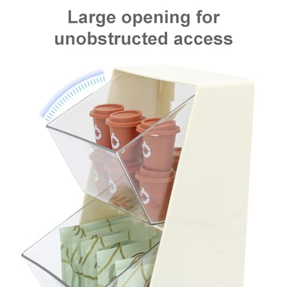 Bokelai 2 Pack Coffee Pod Holder K Cup Storage Organizer for Home Office Bar Countertop Organiser Bins for Coffee Station Counter Container for Tea bag Sugar Creamer Filter White
