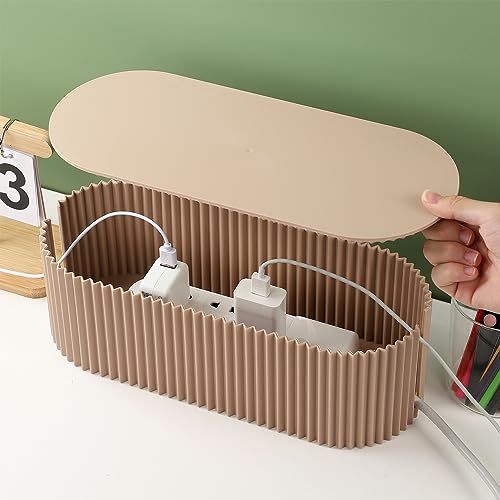 Large Cable Organizer Box for Power Strips, Surge Protectors, Chargers, TV Computer Wires - White