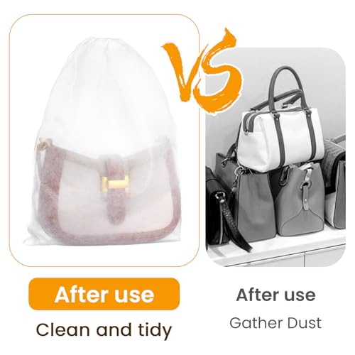 Kifmurase 100PCS Dust Bags for Handbags 15x19 inch, Non Woven Purse Dust Cover Bags for Storage, Breathable Cloth Storage Pouch with Drawstring for Shoe Boots Purses Home Travel Closet Organizer