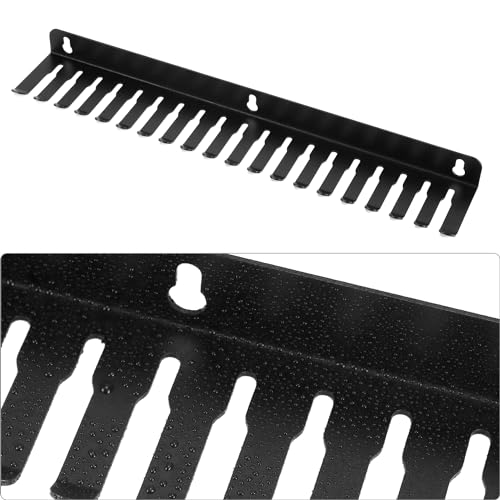 QWORK Cable Hanger Organizer for Efficient Cable Management - 19 Slots Each, 2-Pack, Wall Shelf Mount, Black - Ideal for Home and Office, Supports Various Cables