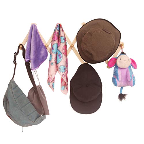 AMAPON Accordion Wall Hanger Expandable Coat Hat Rack 13 Peg Hook Mug Cap | Hang Hats Jackets Coffee Mug Purses Necklaces Towels Cap Leash Scarves Data Line Kitchenware