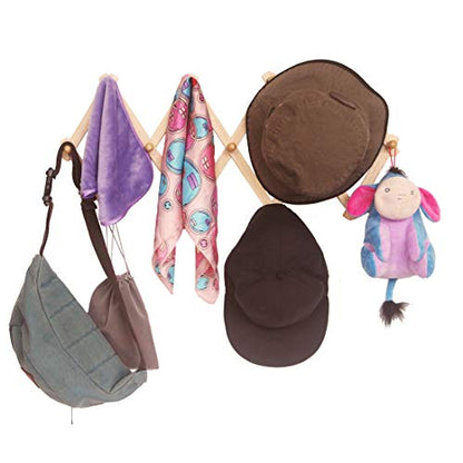 AMAPON Accordion Wall Hanger Expandable Coat Hat Rack 13 Peg Hook Mug Cap | Hang Hats Jackets Coffee Mug Purses Necklaces Towels Cap Leash Scarves Data Line Kitchenware