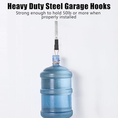 AccEncyc Heavy Duty Garage Hooks, 2Pcs Stainless Steel Wall Mount Hooks, 50lb Weight Capacity, for Garden Hose, Bike, Ladder, Tool Organizer